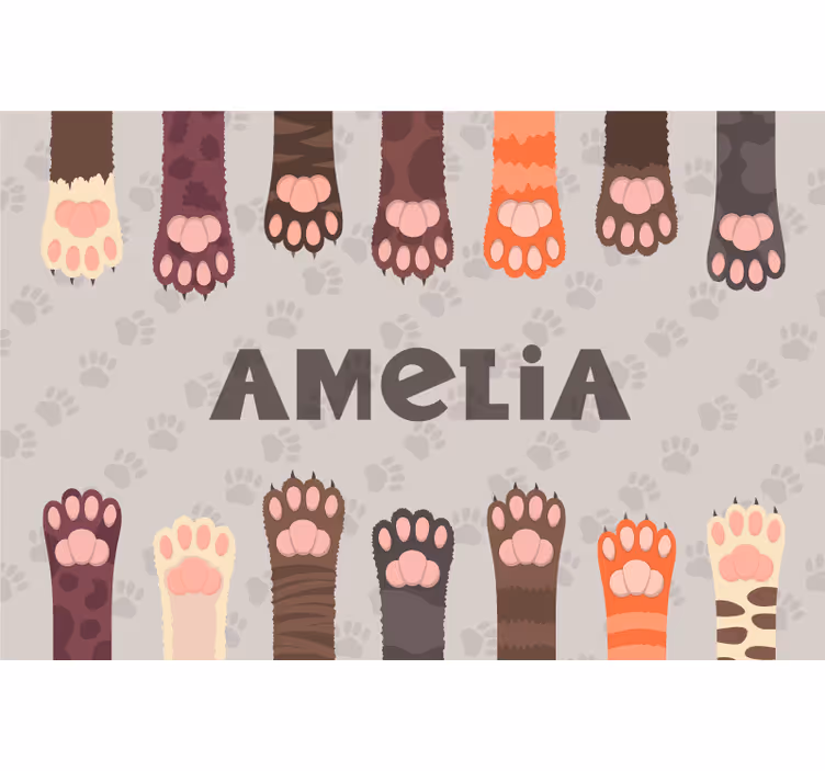 Roller blind beige fluffy multicolored cat paws set - TenStickers