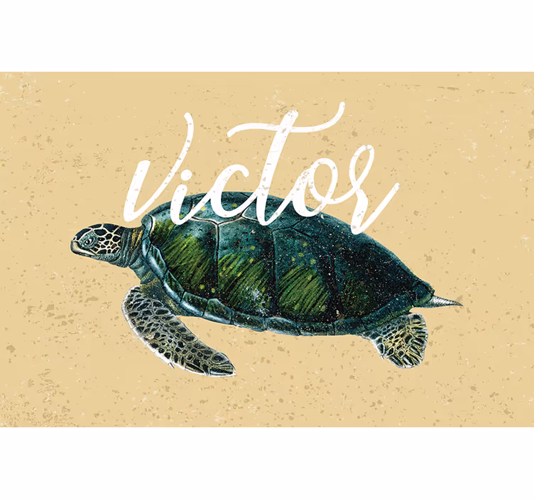 Roller blind beige sea turtle personalized name - TenStickers