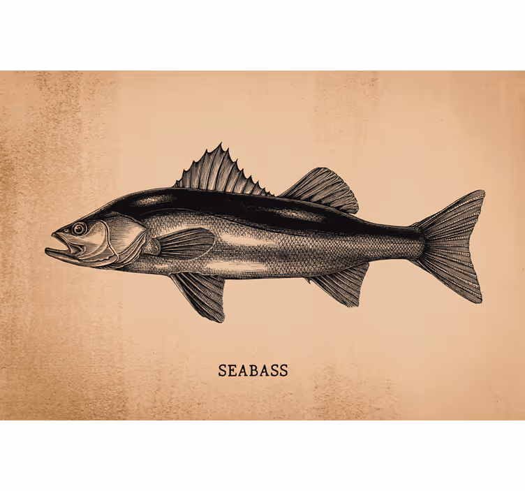 Roller blind beige realistic seabass artwork - TenStickers