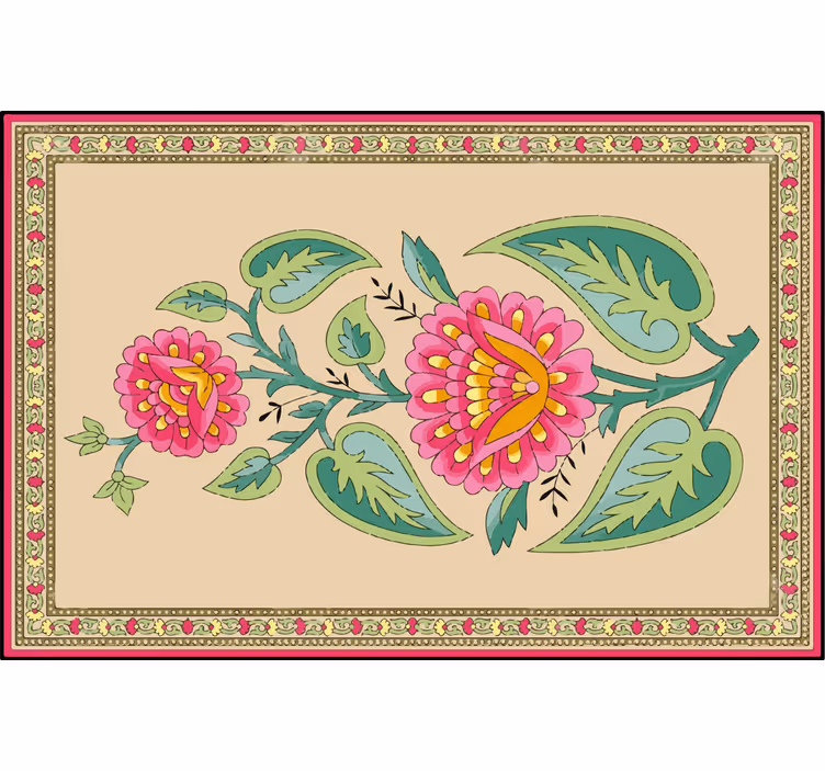 Roller blind beige indian mughal flower design - TenStickers