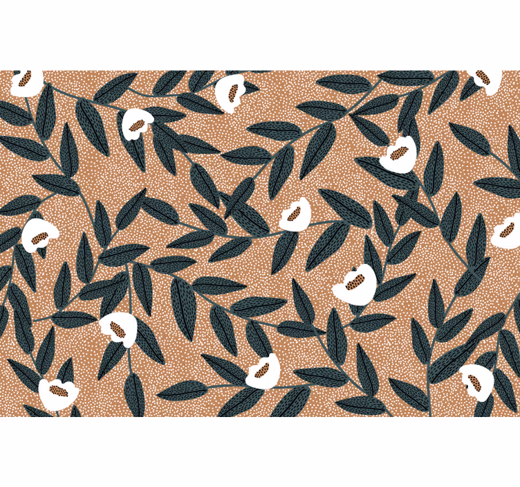 Roller blind beige blossoms and leaves - TenStickers
