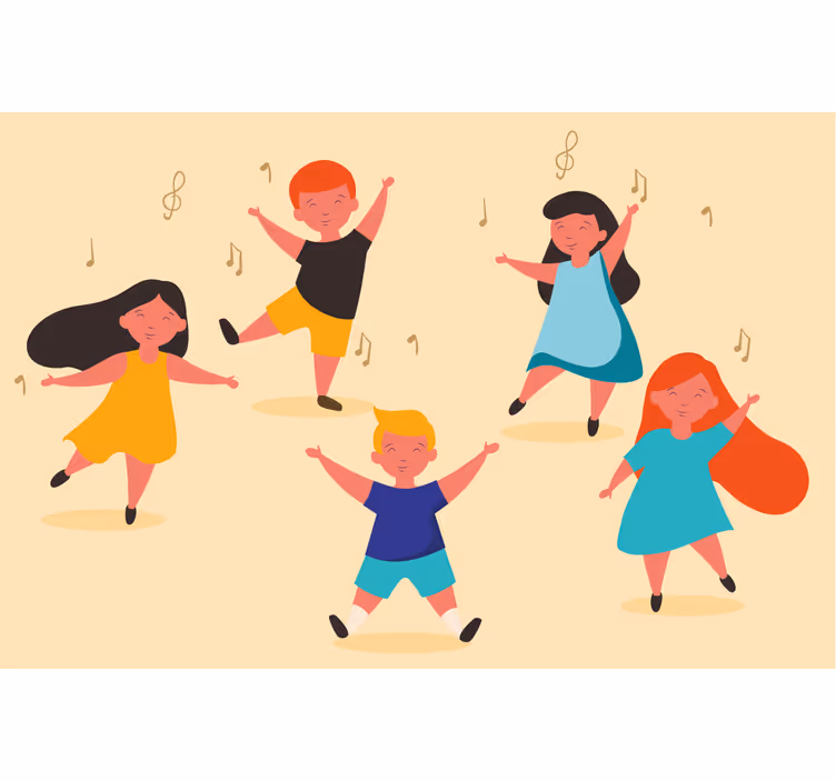 Roller blind beige kids dancing design - TenStickers