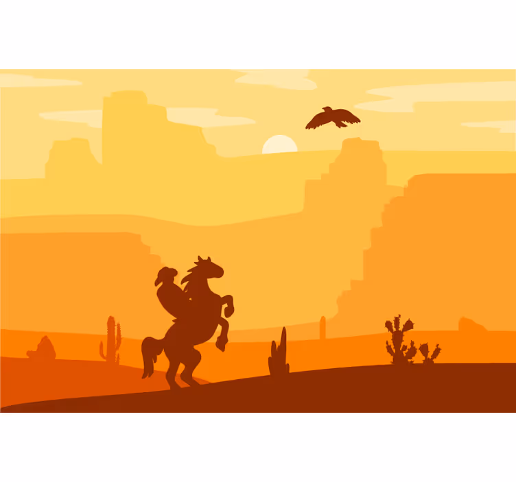 Orange blind cowboy landscape view - TenStickers