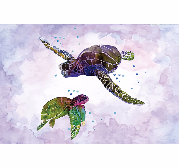 Roller blind purple colorful turtles - TenStickers