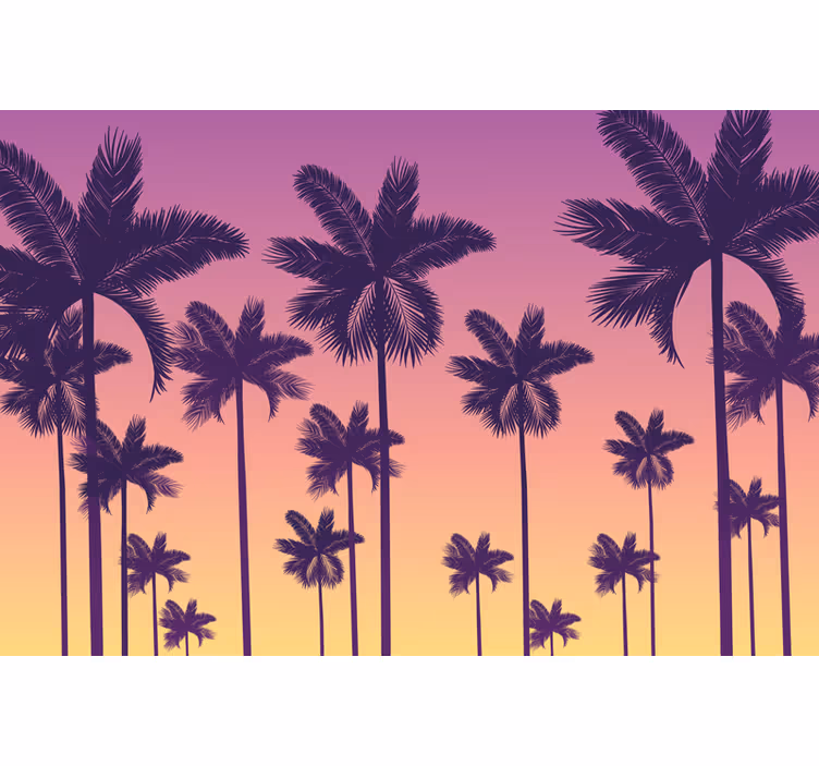 Roller blind purple sunset palms - TenStickers