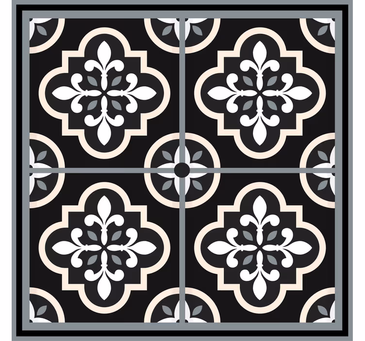 Blind office black and white floral design - TenStickers