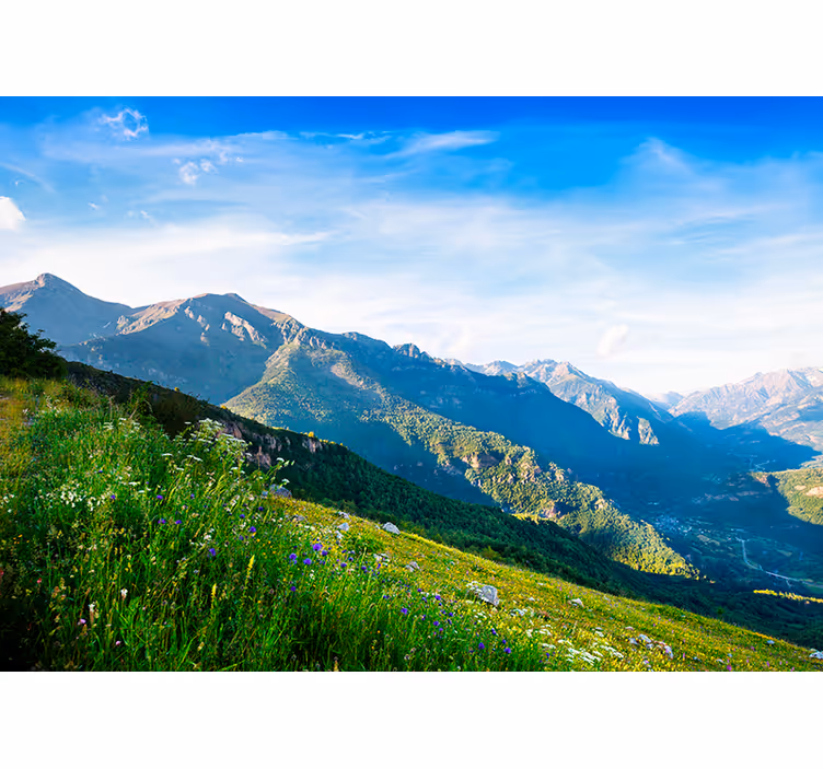 Bedroom blind mountain landscape mural - TenStickers