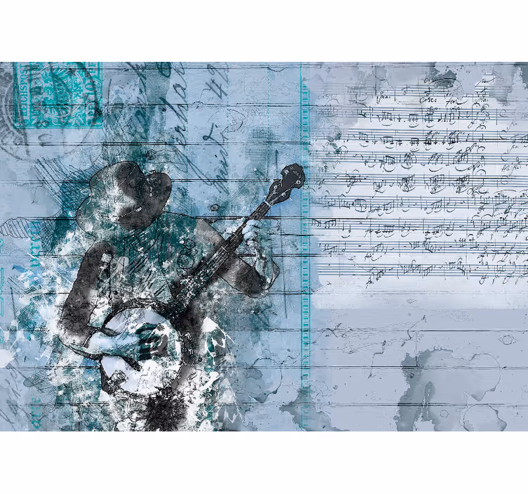 Bedroom blind with abstract musical design - TenStickers