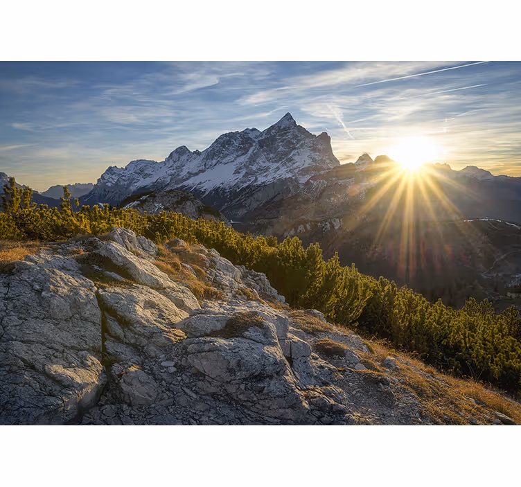 Bedroom blind sunlight sparkling in the mountains - TenStickers