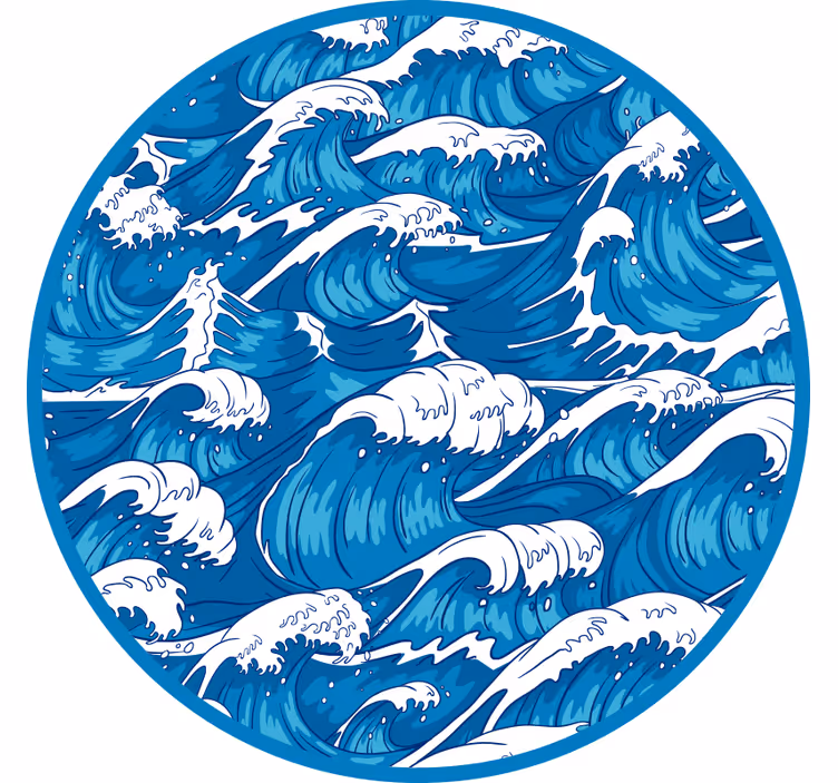 Bedroom blind inspired by japanese waves - TenStickers