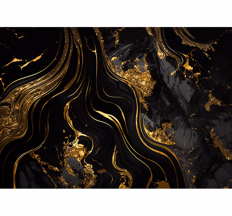 Living room blind in black and gold marble - TenStickers