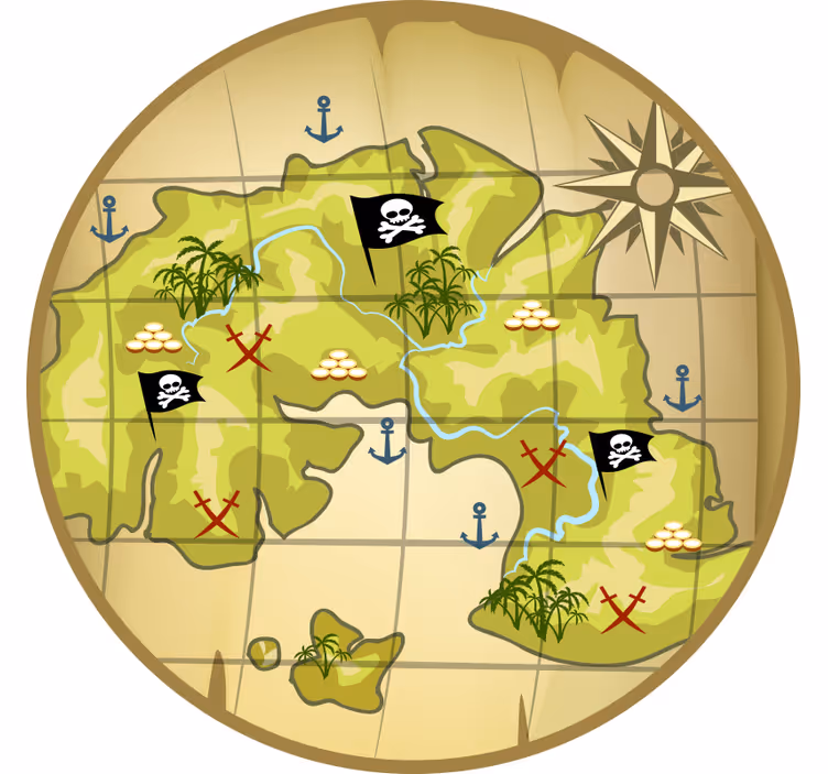 Blind kids pirate treasure map adventure - TenStickers