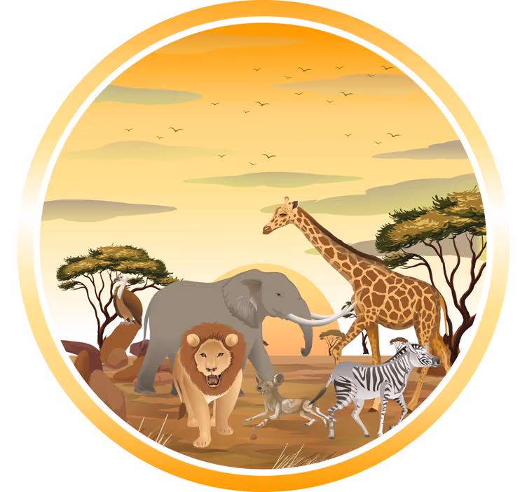 Blind kids african animals with plants vinylrugs 2 - TenStickers