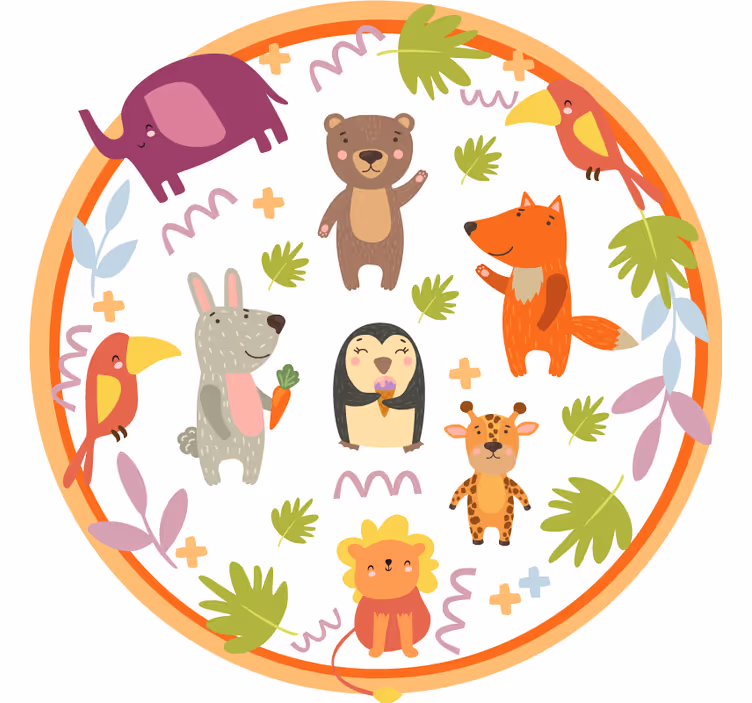 Blind kids cute cartoon zoo animals - TenStickers