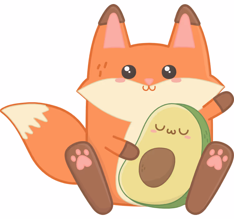 Blind kids kawaii fox with avocado plush toy - TenStickers