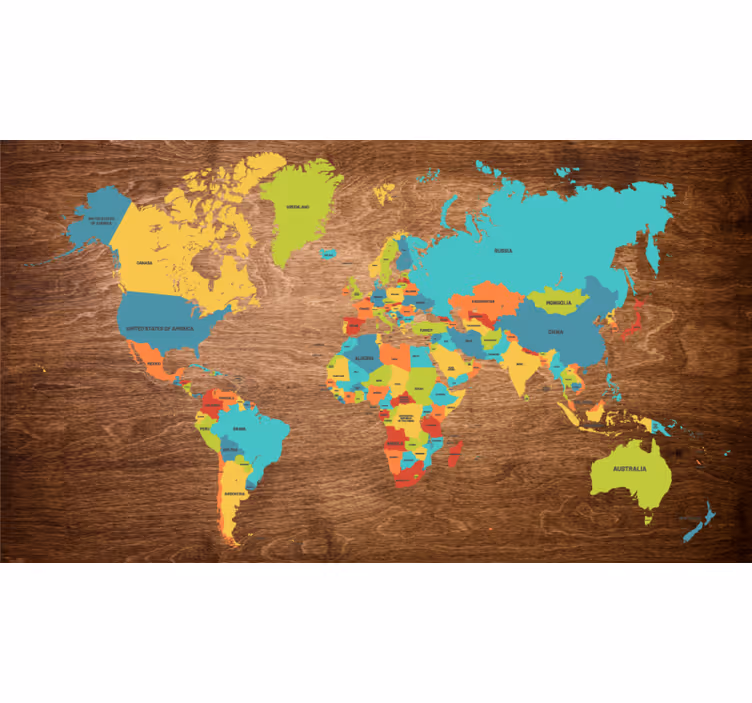Blind kids wooden triptych world map - TenStickers