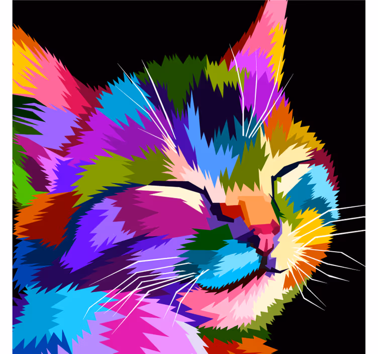 Blind kids colorful cat portrait - TenStickers