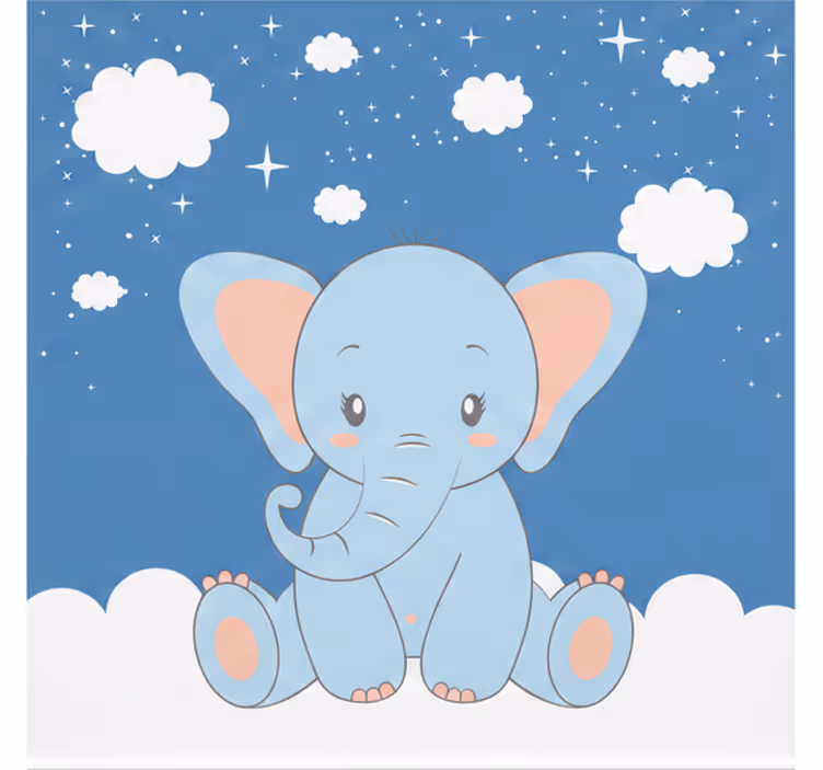 Blind kids cute baby cartoon elephant blue - TenStickers