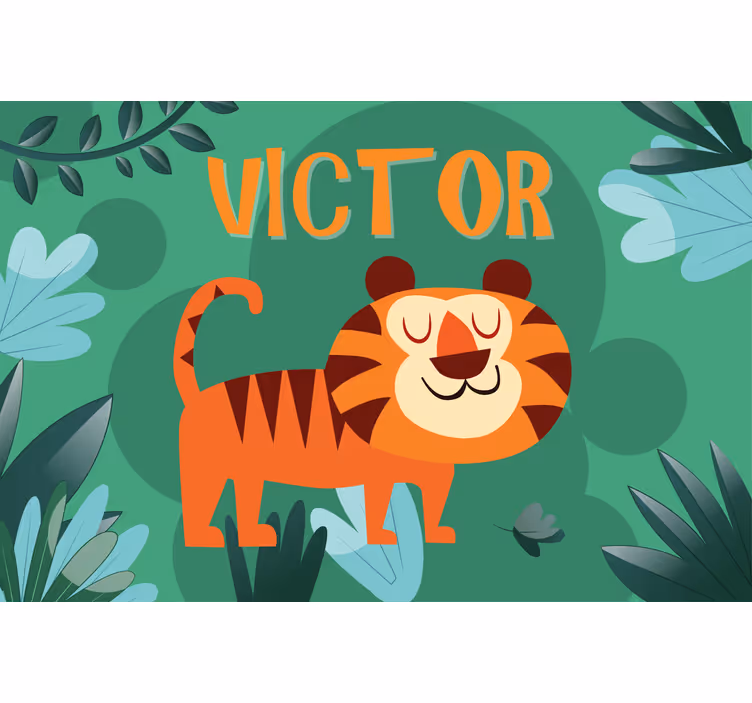 Blind kids cute tiger for boy with name - TenStickers