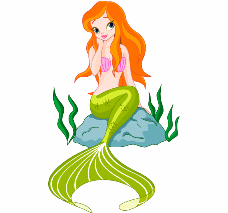 Teenage blind sitting mermaid wall sticker - TenStickers