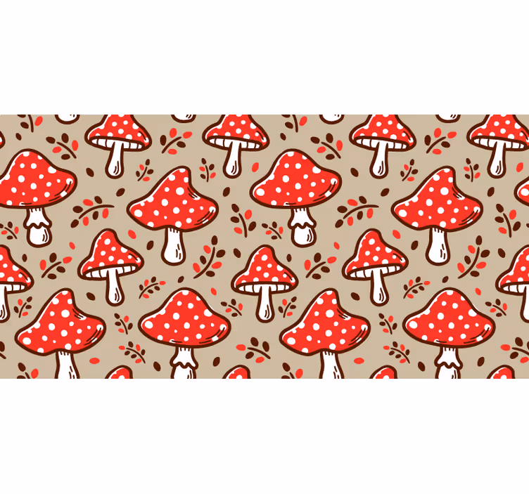 Roller blind beige with typical mushrooms design - TenStickers