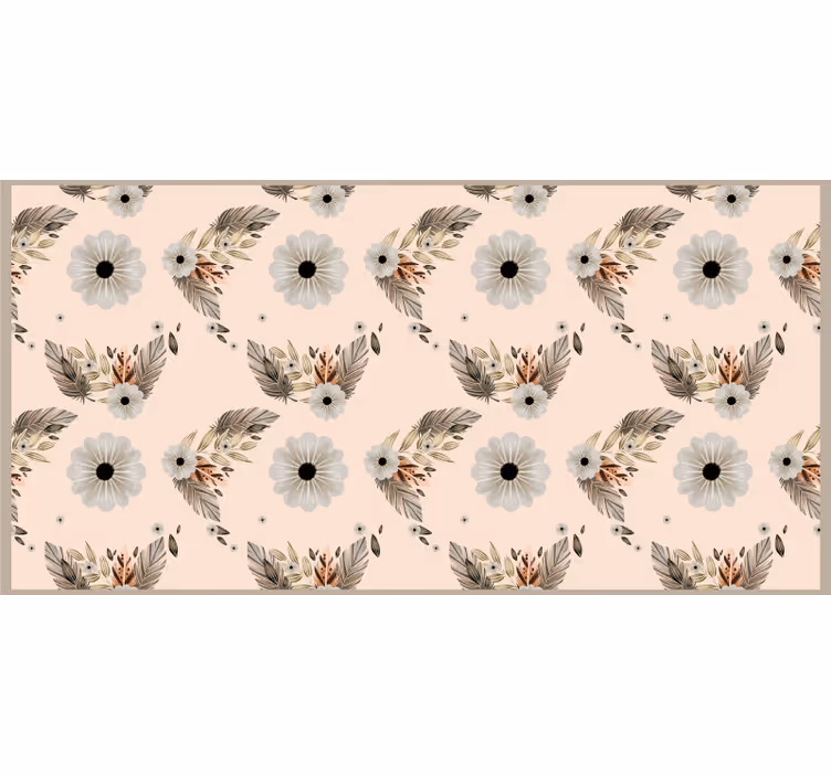 Roller blind beige with pink and black floral pattern - TenStickers