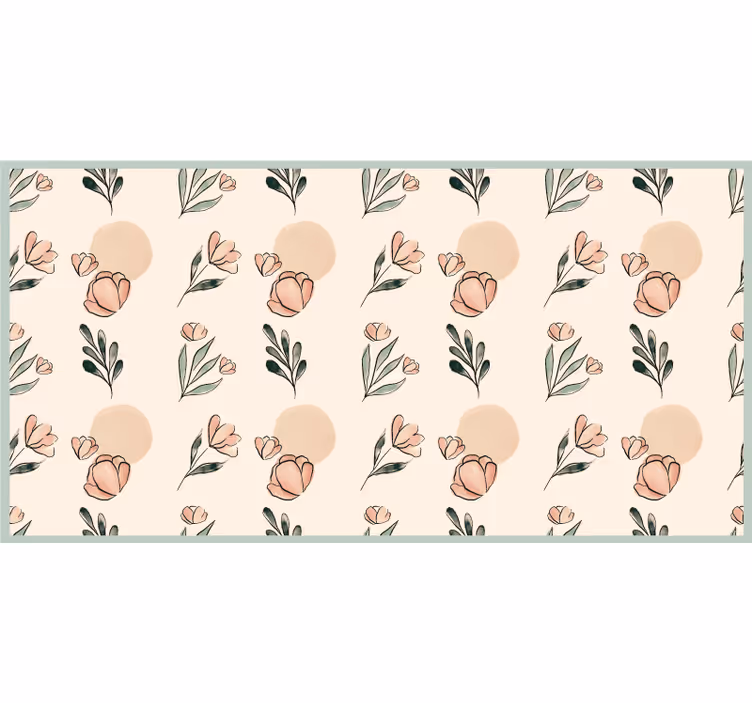 Roller blind beige with modern pastel watercolor flowers - TenStickers