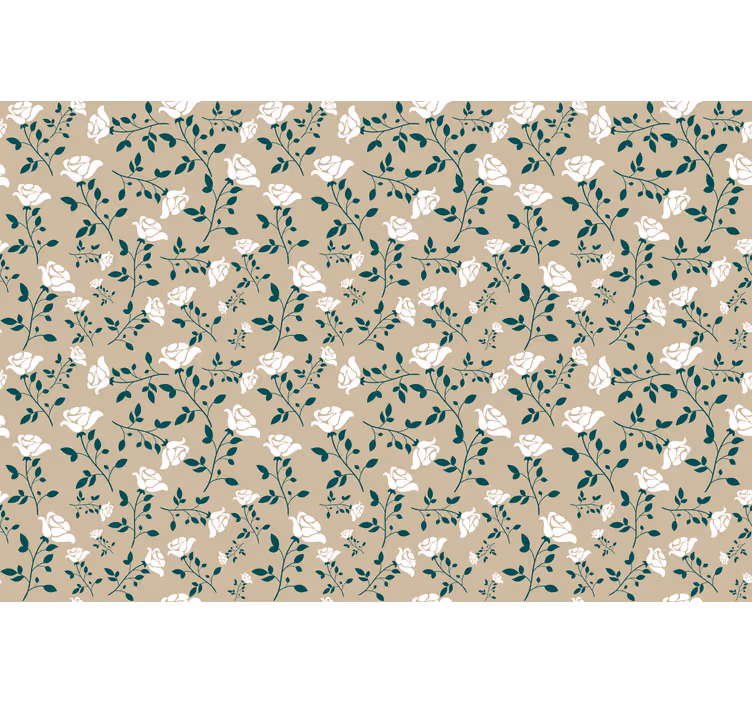 Roller blind beige with white vintage rose pattern - TenStickers