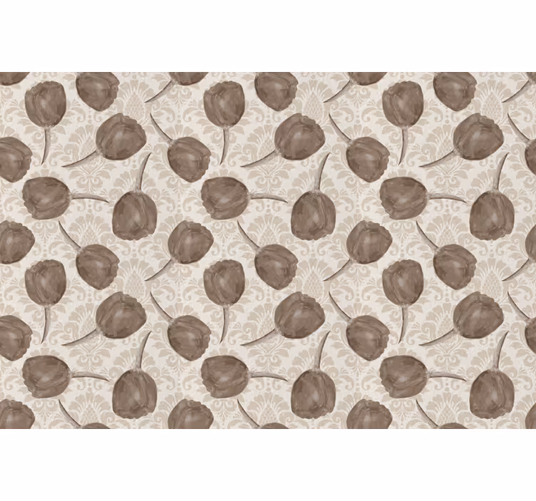 Roller blind beige with gray tulip acanthus pattern - TenStickers