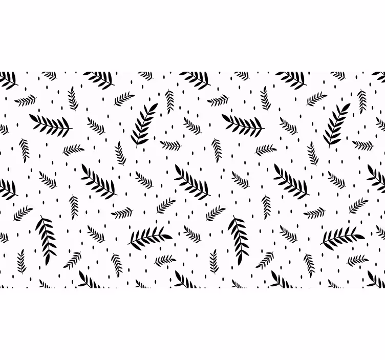 White roller blind with black and white leaves - TenStickers