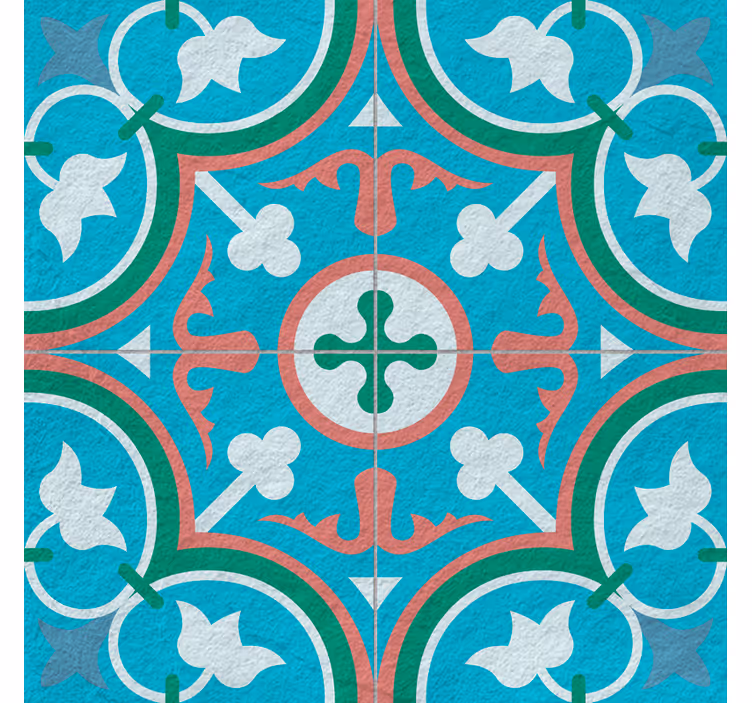More vintage roller blind blue hydraulic tile - TenStickers