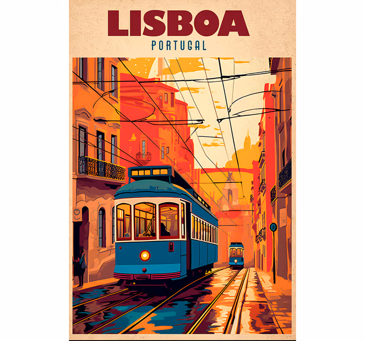 More vintage roller blind lisbon tram design - TenStickers