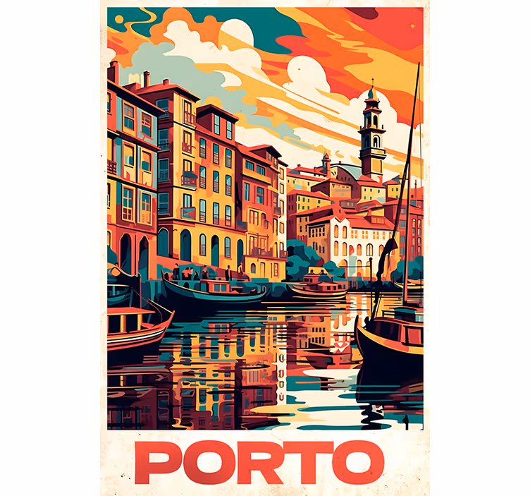 More vintage roller blind oporto vintage print - TenStickers