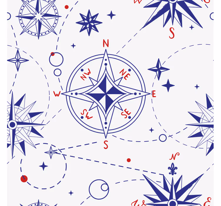 Navy blue and red compass bathroom blind - TenStickers