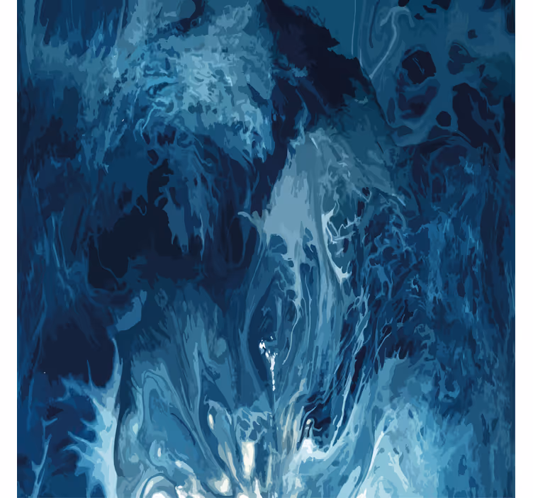 Bathroom blind in blue watercolor wave design - TenStickers