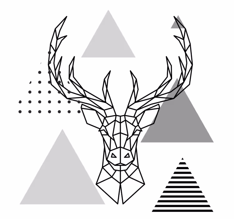 Blind office black and white reindeer illustration - TenStickers