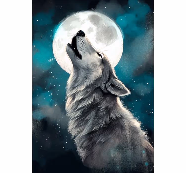 Teenage blind wolf howling - TenStickers