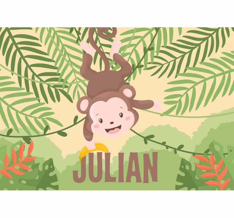 Fun blind cute baby monkey on a branch - TenStickers