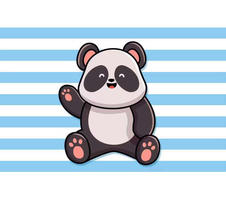 Fun blind featuring a cheerful panda on stripes - TenStickers
