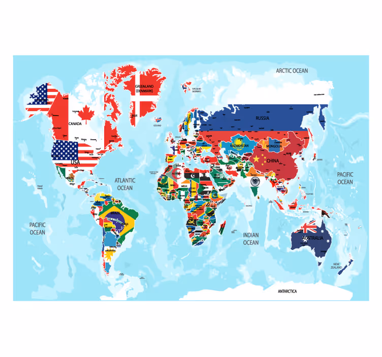 World map roller blind with country flags design - TenStickers