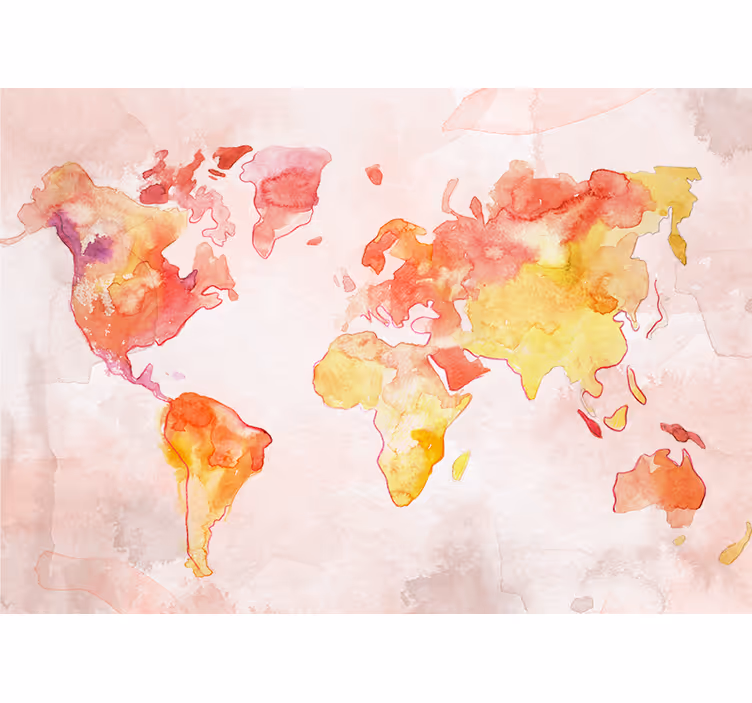 World map roller blind pastel watercolor design - TenStickers