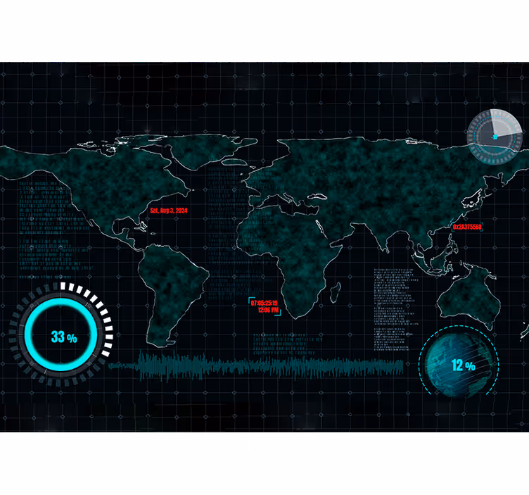World map roller blind with futuristic design - TenStickers