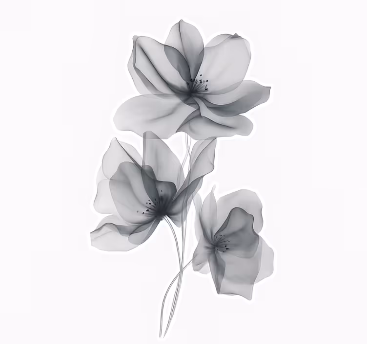 Floral blind gray translucent flowers - TenStickers