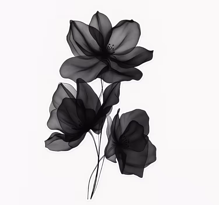 Blind master bedroom black translucent flowers - TenStickers