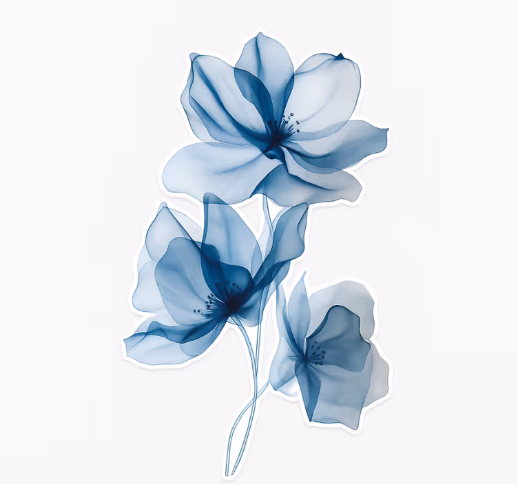 Floral blind blue translucent flowers - TenStickers