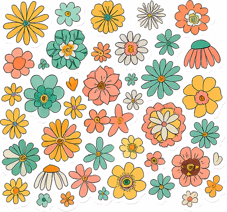 Colorful retro 70s floral blind master bedroom - TenStickers