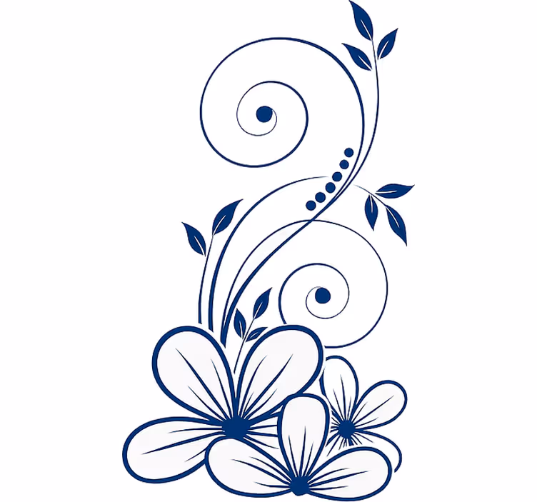 Floral blind floral swirl in blue - TenStickers