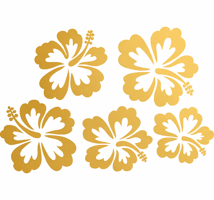 Floral blind gold hibiscus flower silhouette - TenStickers