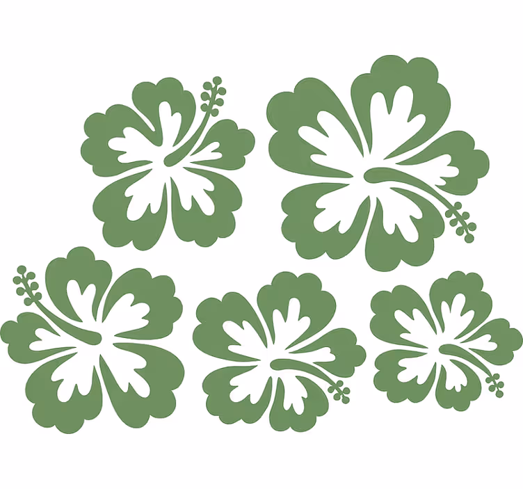 Floral blind sage green hibiscus flower silhouette - TenStickers