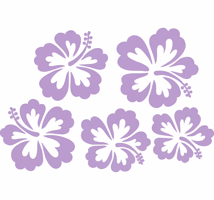Blind master bedroom lilac hibiscus flowers silhouette - TenStickers